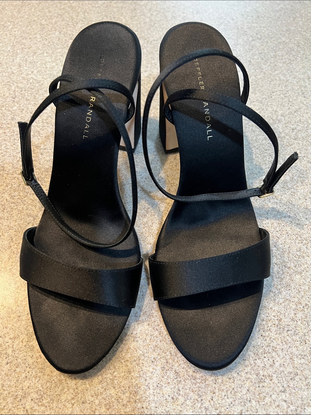 ❤️ Loeffler Randall Malia 90mm Curved Heel Black Satin Sandal - Picture 5 of 12